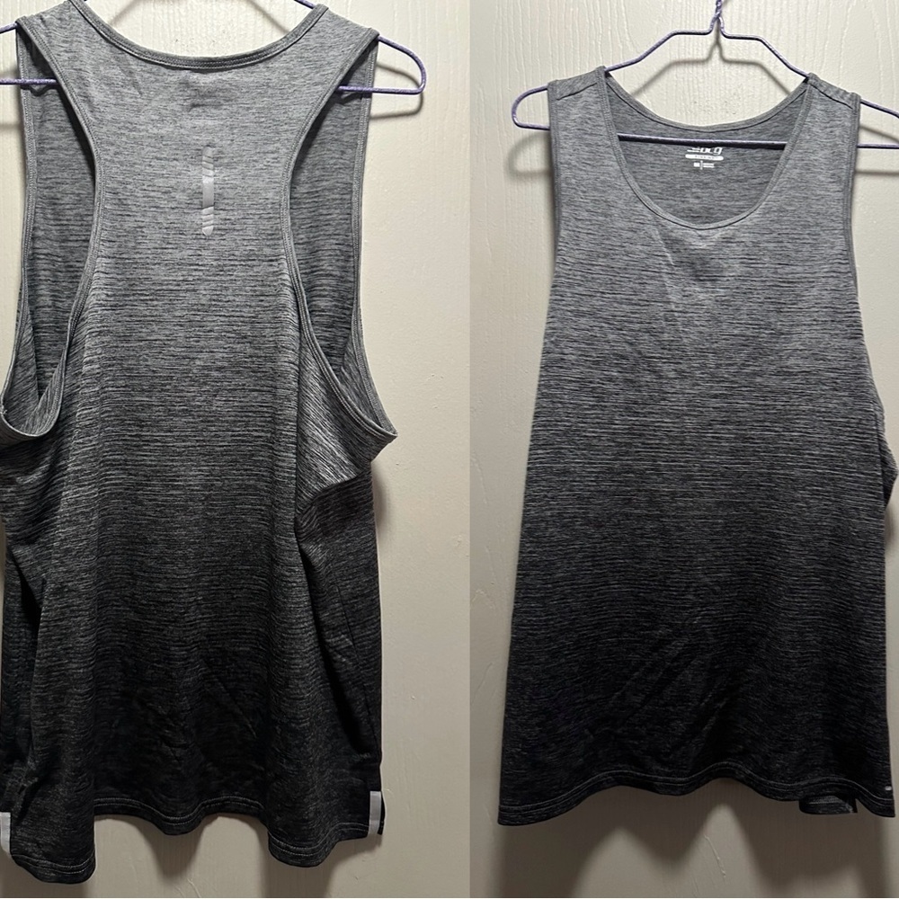 BCG Men's Gray to Black Gradient Athletic Tank Top - Size Medium - Racerback